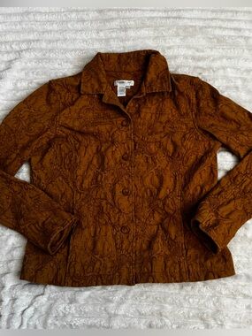 Coldwater Creek Textured Mustard Zip-Front Jacket